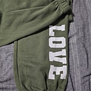 No Boundaries Green and White Track Pants with Bold Print